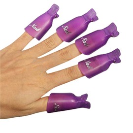 Sanwood Professional 10pcs Durable Reusable Plastic Nail Art UV Gel Polish Soak Off Remover Wrap Cleaner Clip Cap Tool (Purple)