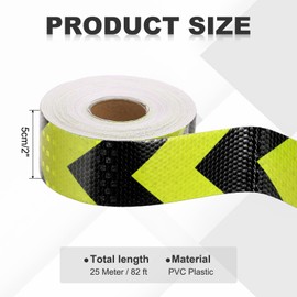 MECCANIXITY Reflective Tape, 2 Inch x 82 ft Self-Adhesive Trailer Reflector Tape Waterproof Warning Safety Sticker Night Reflectors Arrow Tape for Bikes, Fluorescent Yellow-Black