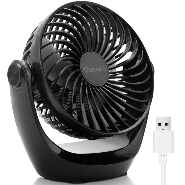 OCOOPA USB Fan, USB Desk Fan Table Fan with Strong Airflow & Quiet Operation, Portable Cooling Fan Speed Adjustable 360°Rotatable Head for Home Office Bedroom Table and Desktop