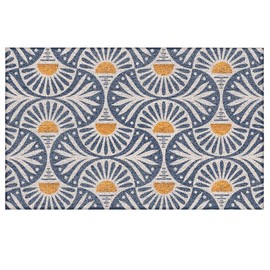 Likjad Boho Door Mat, Modern Abstract Blue Orange Sunset Doormat Bathmat for Bathroom Home Outdoor Indoor Entrance, Mid Century Art Deco Welcome Mats for Front Door Porch Entryway, 17x30 Inches