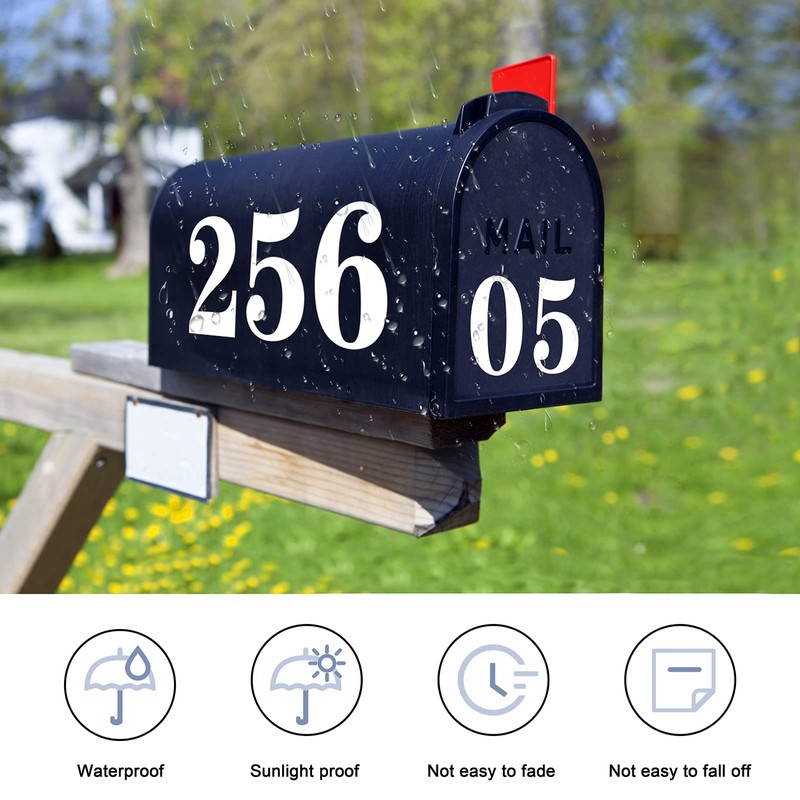 60 PCS White Mailbox Numbers, Vinyl Waterproof Stickers for Outside,