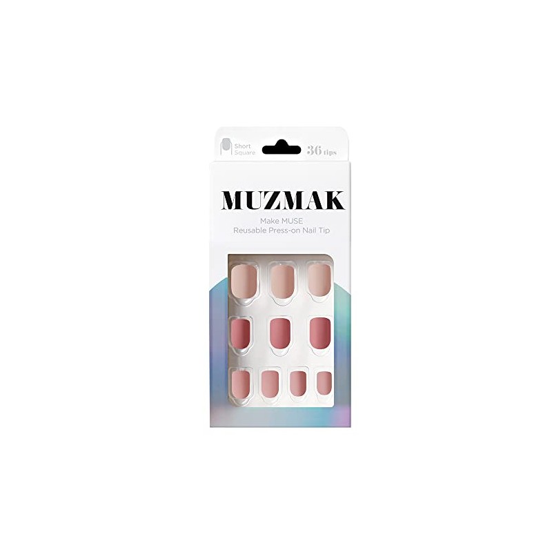 [MUZMAK Cashmere Rose] - Short Square - 36pcs Nail Tip