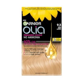 Garnier Garnier Olia Permanent Hair Dye, No Ammonia, Full Grey Coverage, Long-lasting Colour & Shine, Vegan Formula, Colour: 9.3 Gold Light Blonde, 230g