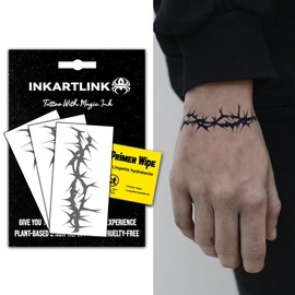 INKARTLINK Semi Permanent Tattoos, 3 Sheets of Small Temporary Tattoos, Adult Art Designs, Party Favors, Waterproof, Realistic, No Adhesive, No Reflective, Lasts 1-2 Weeks (Thorns)