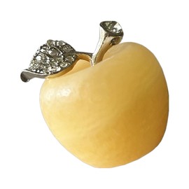 Manekieko Natural Yellow Jade Apple Crystals and Healing Stones Collectibles, 3 cm Healing Crystal Figure Sculpture Home Ornament Wedding Decoration