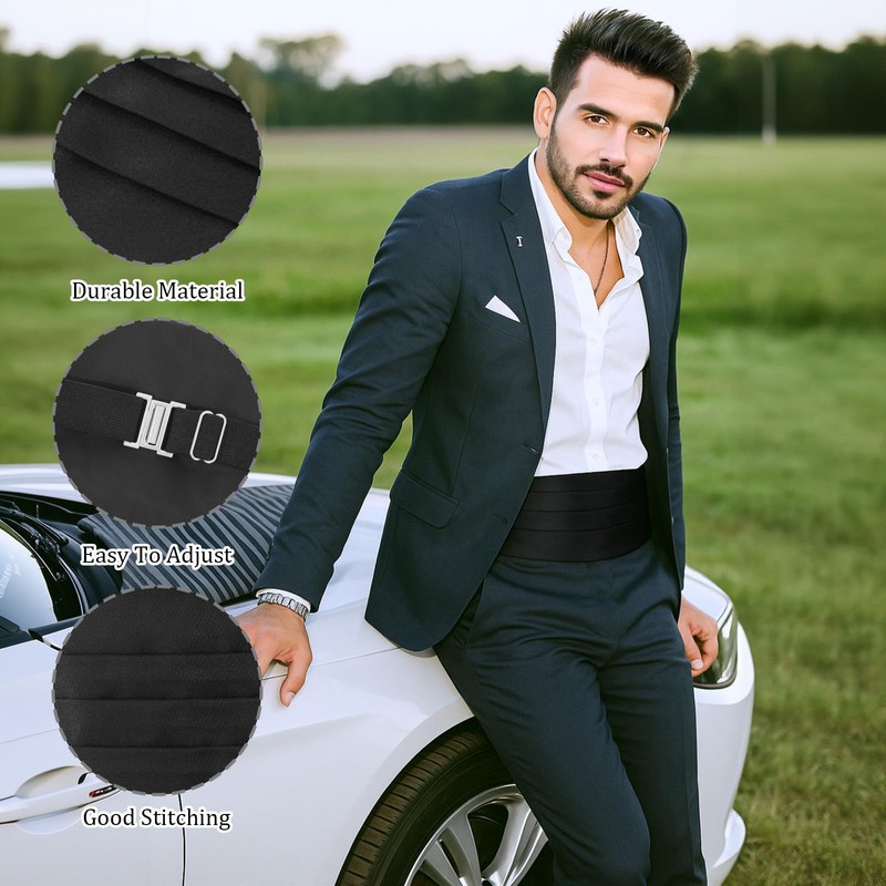 HaiFafafaing 2 Pcs Men's Cumberbund, Adjustable Cummerbund for Men, Tuxedo