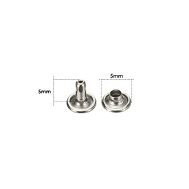 Trimming Shop Double Cap Rivets Leather Rivets Tubular Metal Studs for DIY Leathercrafts, Clothing Repair & Replacement, Handbag, Belts, 5mm x 5mm, Silver, 100 Sets