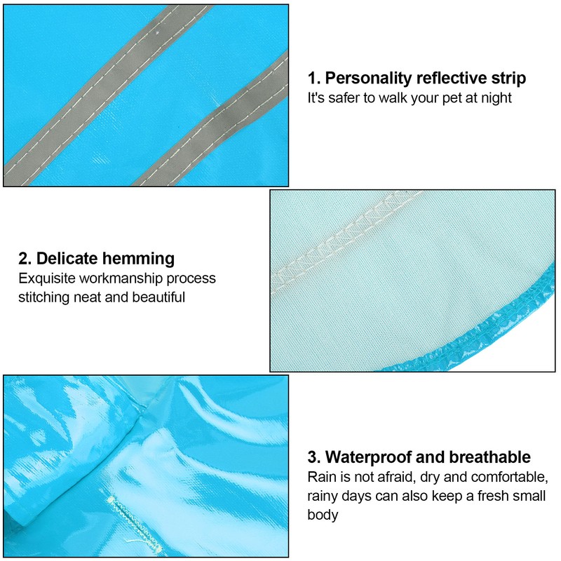 Waterproof Pet Raincoat Dog Reflective Stripe Rain Jacket Breathable Hooded