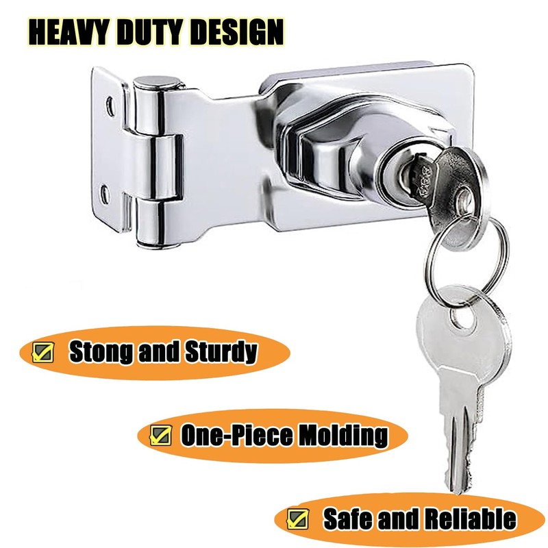 ZiYuya Hasp Lock with Different Keys, Padlock Gate Latch Door