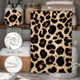 Leopard Print Kitchen Towels Decorative, Cheetah Leopard Print Gifts for Women Hand Tea Towels for Bathroom, Cheetah Bathroom Decor, Animal Lover Gifts Dish Towel Dishcloth, 16x24 Inch