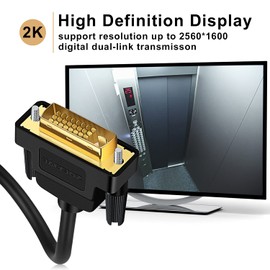 SOEYBAE DVI to DVI Cable 3 m, DVI-D 24+1 HD TV Resolution 1920 x 1200, Gold-Plated Contacts, Adapter Cable with Ferrite Core, Black