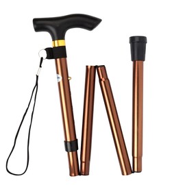 Free Duck Folding Cane, Folding Cane, Lightweight, Aluminum, 5 Adjustable Lengths, 6 Colors (Brown)
