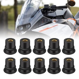 Alpha Rider M6 Universal Motorcycle Rubber Nut with Internal Thread, 6 mm Rubber Trim & Windscreen Bolt Screw Kit 1/2 Inch Bolts Pack of 10