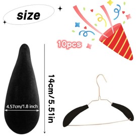 DACUAN Hanger Shoulder Foam, 10 PCS Durable Clothing Hanger Forms, Velvet Flocking Sweater Hanger Shaper, Non-Slip Wide Standard Suit Hangers Pads, Hanger Protectors for Garments (Black)