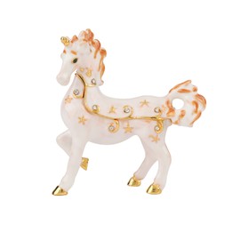 FASSLINO Mini Unicorn Horse Trinket Boxes Hinged Hand-Painted Enamel Animal Figurine Ornaments Gift for Home Decor
