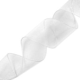 White Organza Sheer Ribbon for Wreath Bow, 2.5" x 25 Yards Organza Wired Ribbon for Gift Wrapping, Floral Bouquets, DIY Crafts, Party and Holiday Decorations, Organza Ribbon for Tree and Home Decor