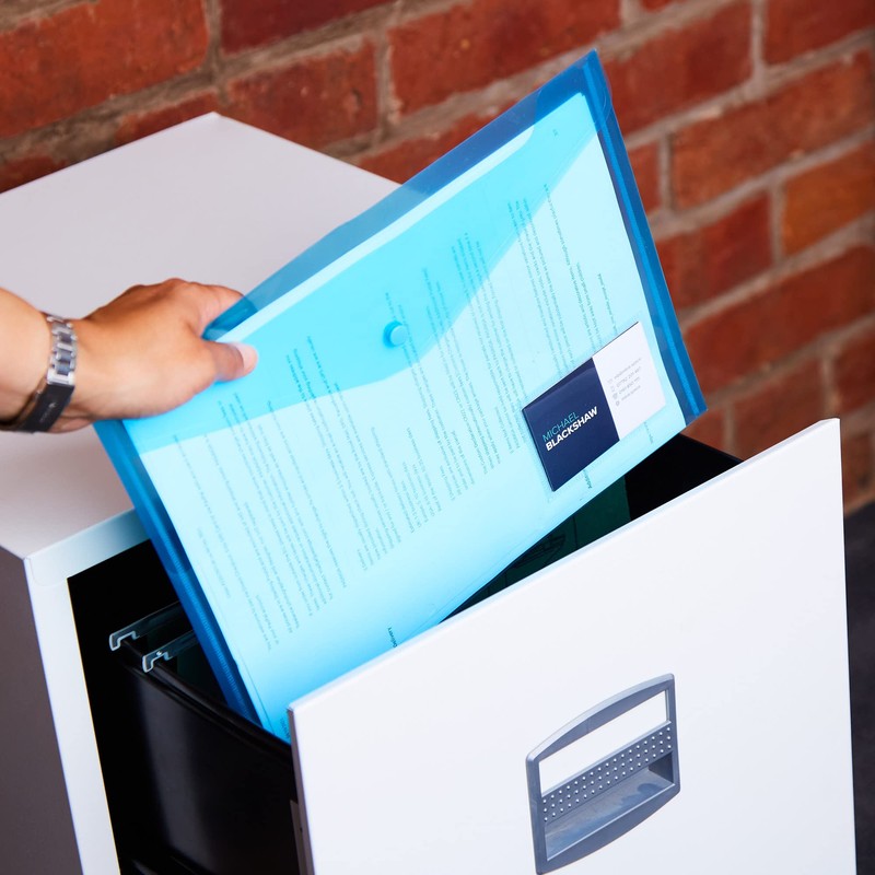 A4 Plastic Document Wallets Assorted Colours Files Folders Press Stud