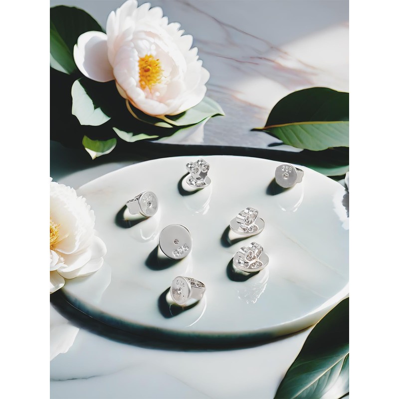 Pack of 12 925 Sterling Silver Stud Clasps, TUIOLUI Flat