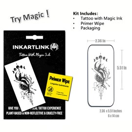 INKARTLINK Semi Permanent Tattoo, temporary tattoo, adult art design, party gift, waterproof, realistic, no adhesive, no reflective, lasts 1-2 weeks (The whale)