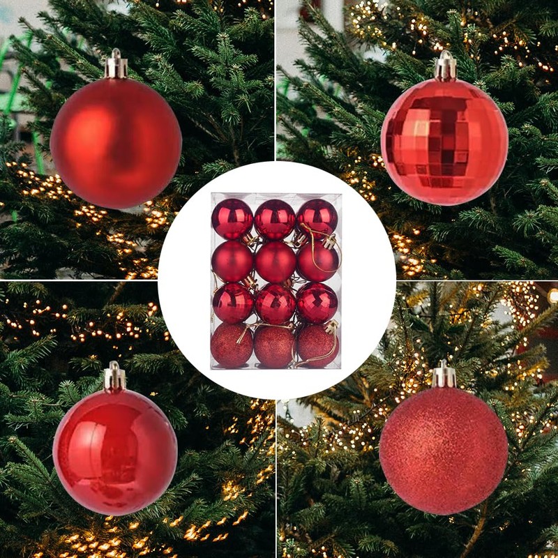 ZANZER 24Pcs 40mm Shiny Silver Christmas Tree Balls, Shatterproof Plastic