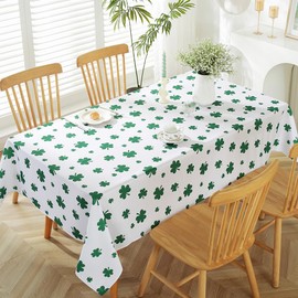MATIRUG St Patricks Day Table Cloths Rectangle Table 60x120 Inch,Waterproof Spring Shamrock Tablecloth,Green and White Washable Table Cloths for Party Celebration Kitchen Dinner Outdoor