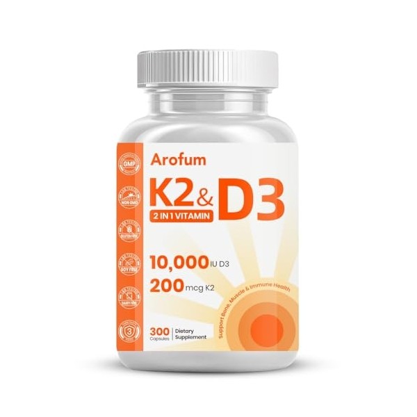 Vitamin D3 Con K2 10000 IU, 300 Virgin Coconut Oil