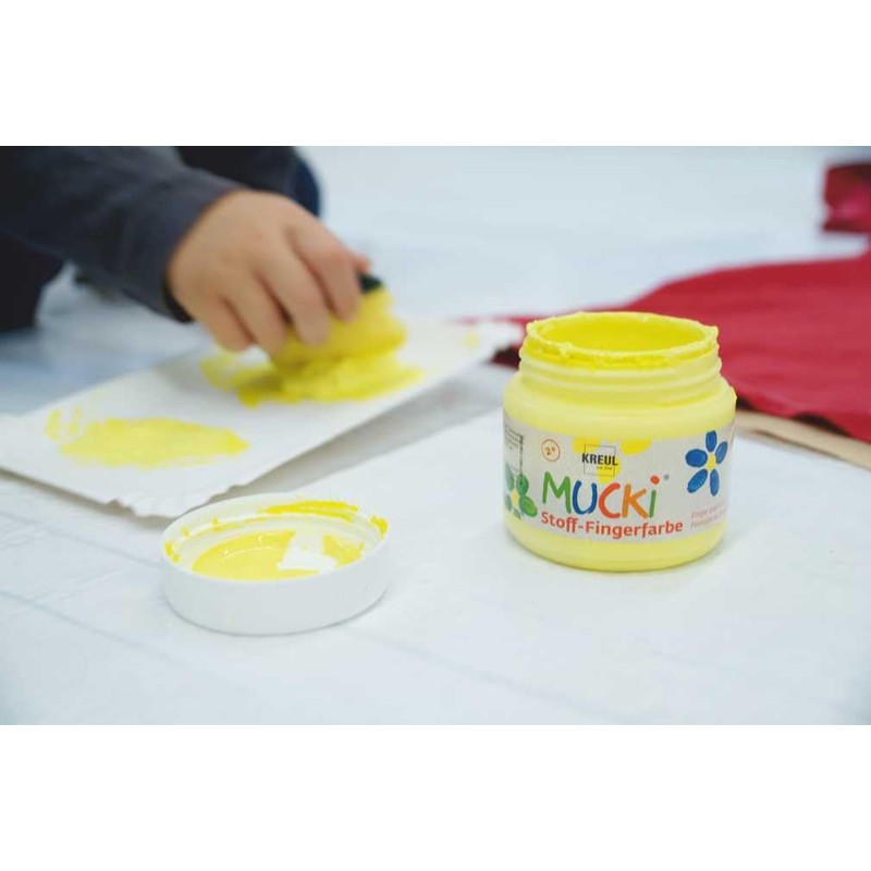 KREUL 28400 Mucki Fabric Finger Paint, Bright Water-based Paints for