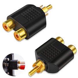 RCA Splitter Adapter Video Audio Dual Splitter Adapter Converter Plug Amplifier Speaker Monitor Pin Plug and Play RCA Audio Cable Splitter RCA Plug Male RCA Plug RCA Plug (Female) Set of 2
