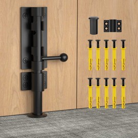 Mixizigoz 7.8 Inch Barrel Bolt Latch, Reinforced Slide Bolt Gate Latch, 304 Stainless Steel Door Latch Lock for Barn, Garden, Shed - 14 mm Bolt with Padlock Hole (Black-1pc 8 Inch)