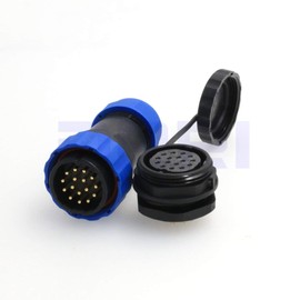 DRRI Industrial Threaded Plastic Connector Male Plug HE29 16pin 28mm 10A Panel Mount Waterproof Circular Aviation Connector IP68 for Led (16 pin)