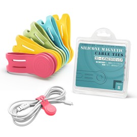 Kanemc 8 Pack Magnetic Cable Ties, Reusable Cord Wraps Magnet Silicone Cable Organizer Cute Color Twist Ties For Laptop USB Computer Earphone Smartphone Charging Cords (4 Colors)