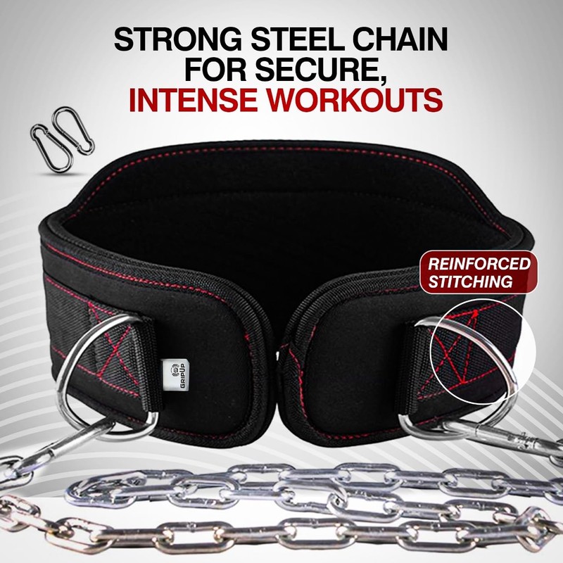 GripUp Dip Belt for Weight Lifting Dipping, Gym Belt 36''