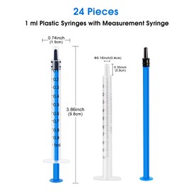 24 Pack 1ml Plastic Syringe with Measurement - Individually Sealed for Oral, Dental, Lab, Plant Hydroponic, Pet Use