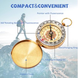 Bahfir Camping Survival Compass for Hiking, Kids, Camping Hunting, Outdoor Military Navigation Tool