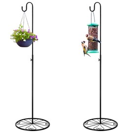 Blulu 2 Pack Adjustable Black Iron Shepherds Hook 34"-55" Shepherds Hook Metal Hummingbird Feeder for Wedding Event and Home Decor Garden Outdoor Plants Lantern Mason Jar Wind Chimes Wedding