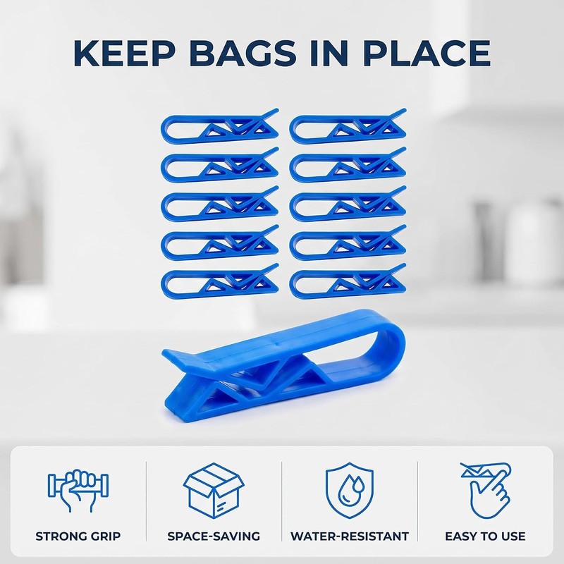 ​Plastic Kitchen Garbage Bin Clips, 10Pcs Anti-Slip Bag Holders for