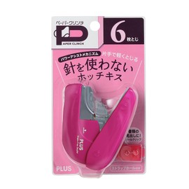 Plus No Needle Stapler Paper Clinch Pink Set of 5