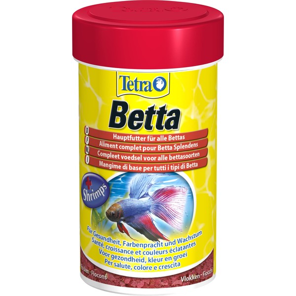 Tetra Betta Flakes - Fischfutter in Flockenform, speziell entwickelt für Kampffische und andere Labyrinthfische, 100 ml Dose