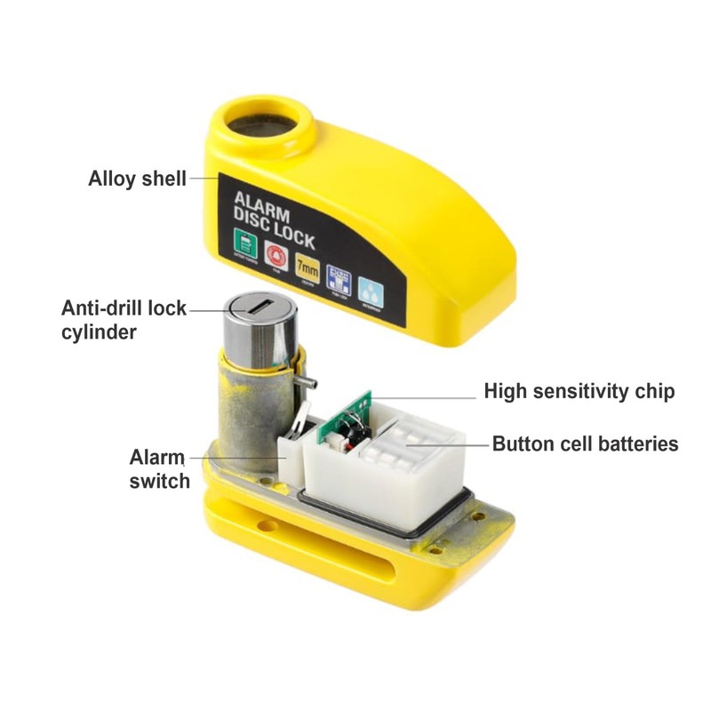 Motorcycle Alarm Disc Lock Wheel 7mm Pin Zinc Alloy Security