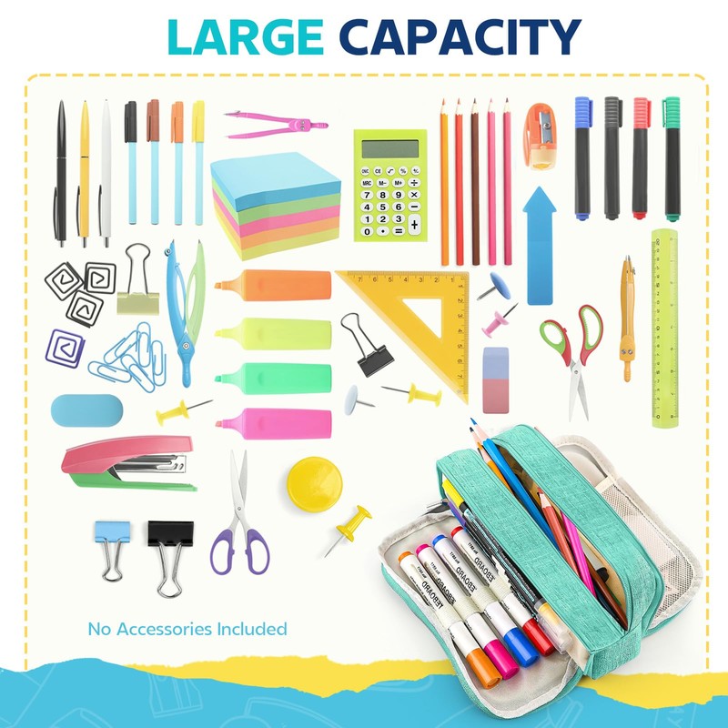 Large Capacity Pencil Case Pencil Pouch Pen Bag with 3