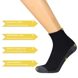 COOVAN Men's Athletic Ankle Socks 12 Pack Mens Cushion Comfort Casual Running Sock Size 10-13, 6 Black+6 White, Small-Medium