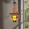 Hanging Candle Chandelier Outdoor, Battery Operated Clear Acrylic Beaded Chandelier