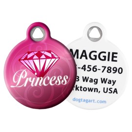 Dog Tag Art Diamond Princess - Custom Pet ID Tag for Dogs and Cats Large Size