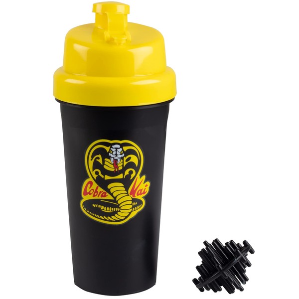 SCS Direct Cobra Kai Shaker Bottle, 25oz - Bottle with Mixer Ball - Blend Protein Powder, Sports Drinks, Nutrition Shakes, Smoothies and More - Official Merchandise