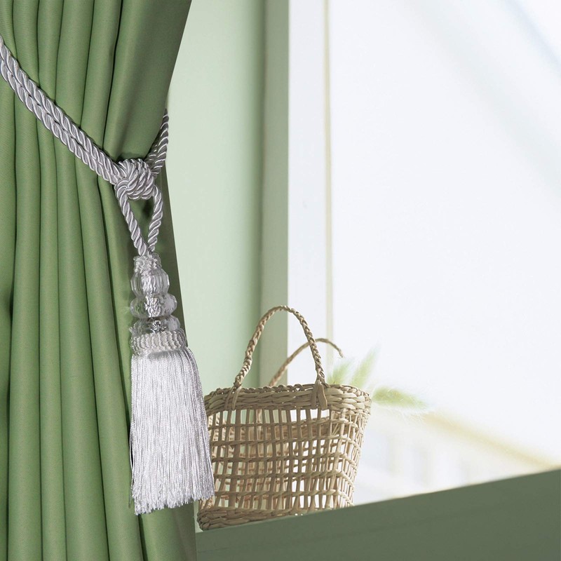 (2P, White) - Fenghuangwu 2Pcs Tassel Curtain Tiebacks Handmade, Elegant