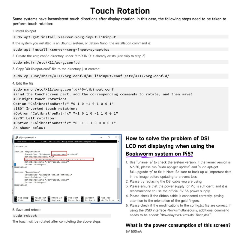 LUCKFOX Raspberry Pi Screen 7 Inch DSI Touch Screen for