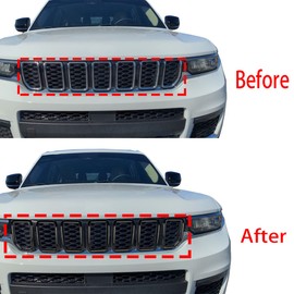 Tocatus Front Grill Mesh Inserts Grille Kit for 2022 2023 2024 Jeep Grand Cherokee, for Jeep Grand Cherokee L 2021 2022 2023 2024, ABS Carbon Fiber 7pcs