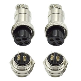 Hxchen 4 Pin Metal Male Female Panel Connector 20mm GX20-4P Silver Aviation Plug - (2 Sets)