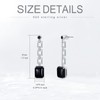 Earrings Onyx Black 925 Sterling Silver Chain Links Dangle Drop