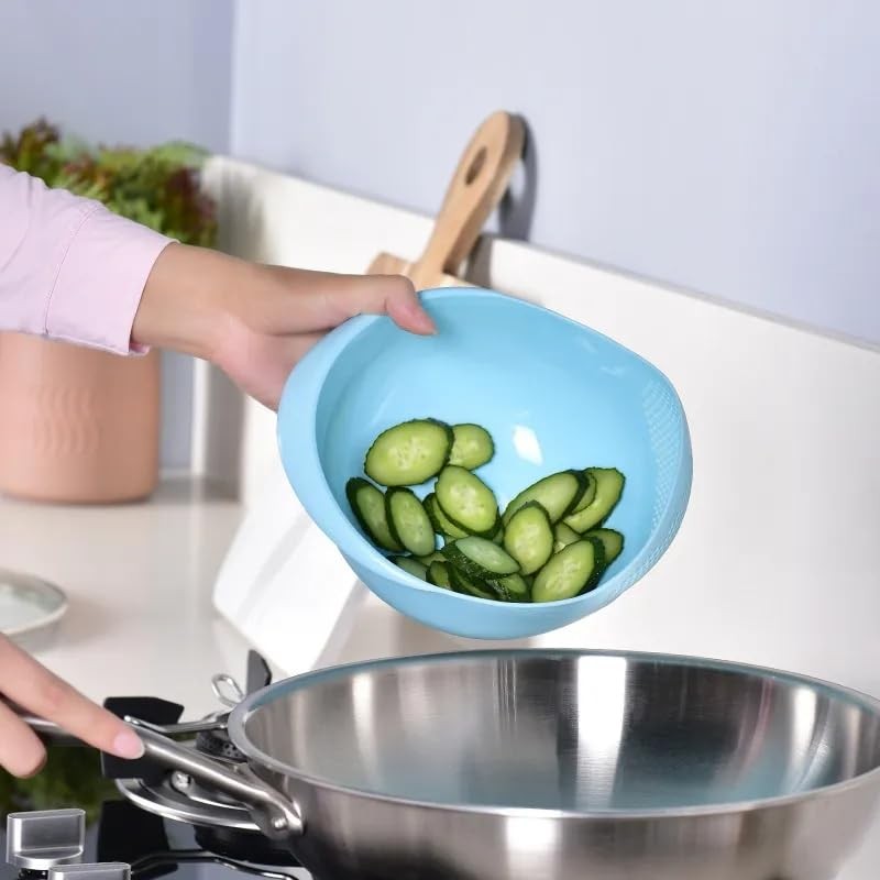 Rice Sieve Plastic Colander Kitchen Drain Basket with Handles Rice